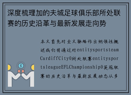 深度梳理加的夫城足球俱乐部所处联赛的历史沿革与最新发展走向势